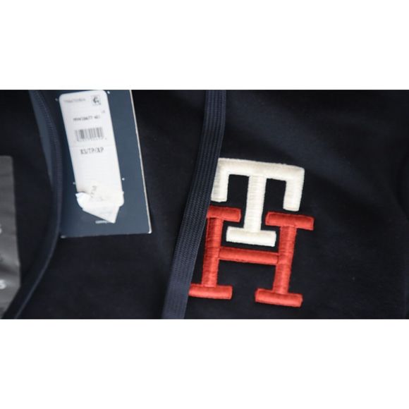 Tommy Hilfiger Mens Sz XS Navy Monogram Logo Cotton Blend Hoodie Sweatshirt $129 - Picture 6 of 12
